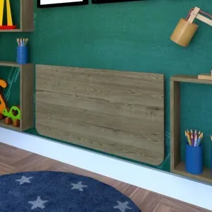Mesa Infantil Dobrável 80 com Canto Arredondado Bramov Móveis Carvalho Mel