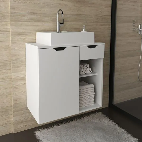 Gabinete Suspenso para Banheiro 60cm Branco