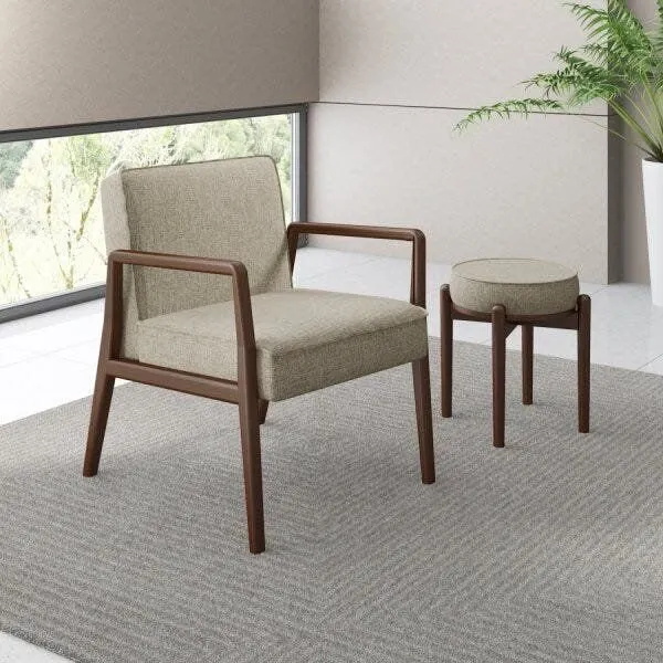 Poltrona Decorativa 60x82x79cm Madeira Maciça Maite Castanho/Bege Castanho/Bege
