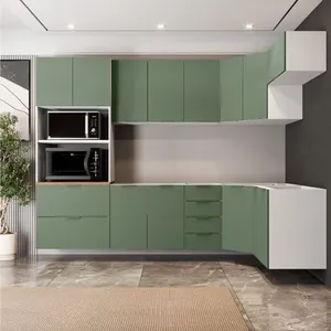 Cozinha Modulada 7 Peças 3 Aéreos 3 Balcões e Torre Quente Ipanema CabeCasa MadeiraOriginals Verde