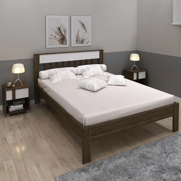 Cama de Casal Nogal / Branco