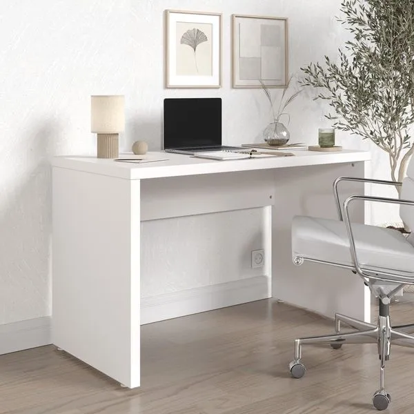 Escrivaninha Mesa Escritório em Tamburato Acabamento em BP Ficus 120cm CabeCasa MadeiraOriginals Branco