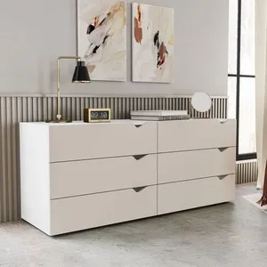 Cômoda 6 Gavetas 63,1x150,1x46 Cm Porto Branco/Creme