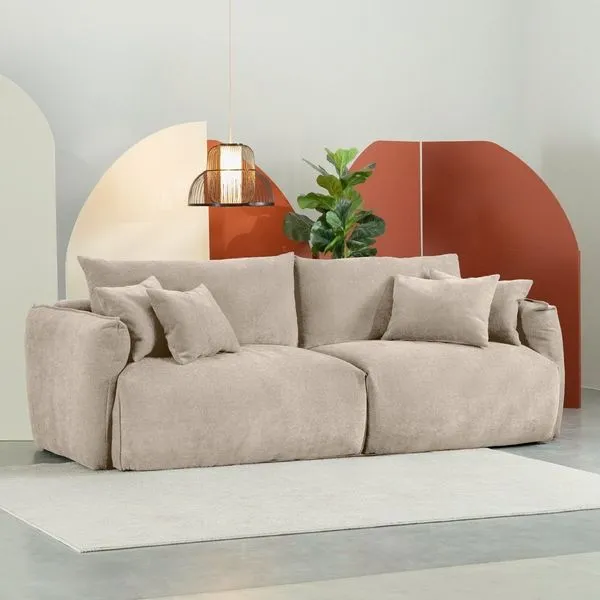 Sofá 2 Lugares 220cm Comfy CabeCasa MadeiraOriginals Bege Claro Bege Claro