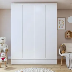 Guarda-roupa Infantil 4 Portas 5 Gavetas 100% MDF Aconchego Branco