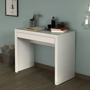 Escrivaninha Mesa Escritório com ME4107 1 Gaveta 90cm Branco Branco