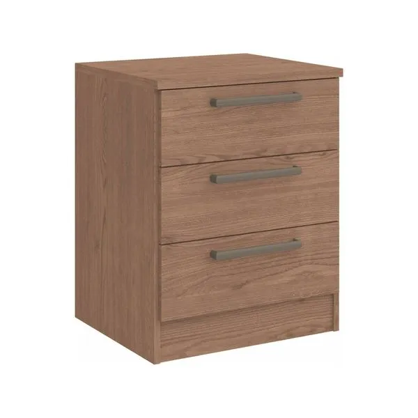 Mesa de Cabeceira Modulada 3 Gavetas Requinte+ 100% MDF Marrom Macadâmia Macadâmia