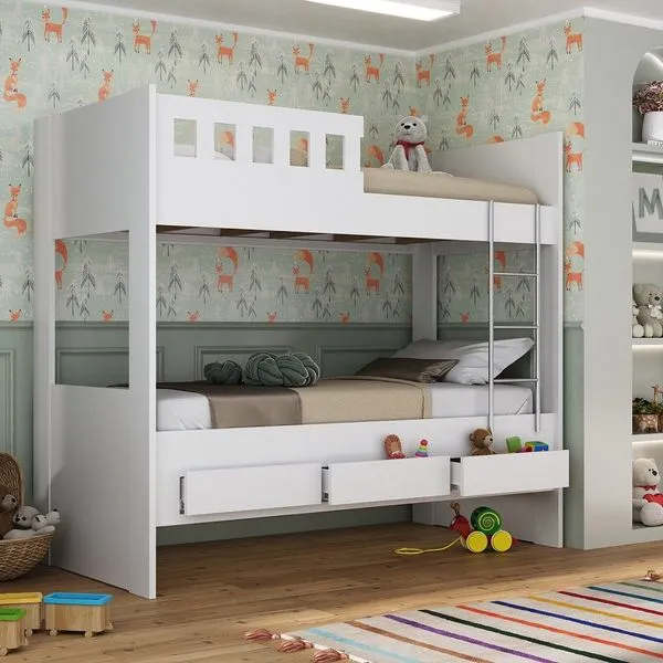 Beliche Infantil/Juvenil com 3 Gavetas 100% MDF Branco