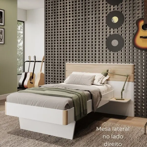 Cama Infantil Sonho Tamanho Solteiro Branco/Aveiro