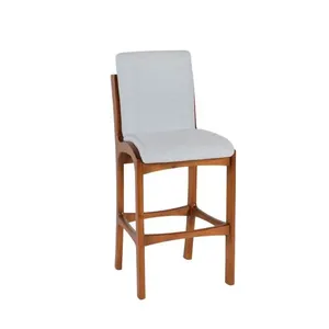 Banqueta Alta Charlotte em Tecido Linho - Castanho/Cinza