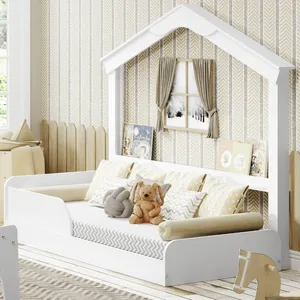 Cama Montessoriana Infantil Montessoriana Casinha Porta Livros Branco