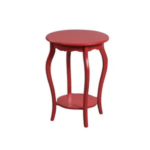 Mesa de Canto Redonda Estilo Clássico 50x50 cm - Vermelho