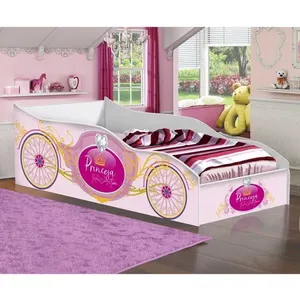 Cama Carruagem para Quarto Infantil Branco/Rosa