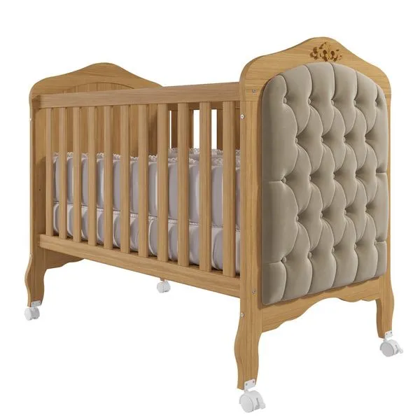 Berço Mini Cama com Capitonê Alegria Espresso Móveis Nature