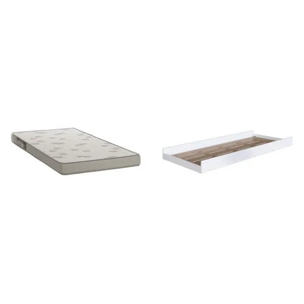 Cama Auxiliar para Beliche 1 Colchão Branco
