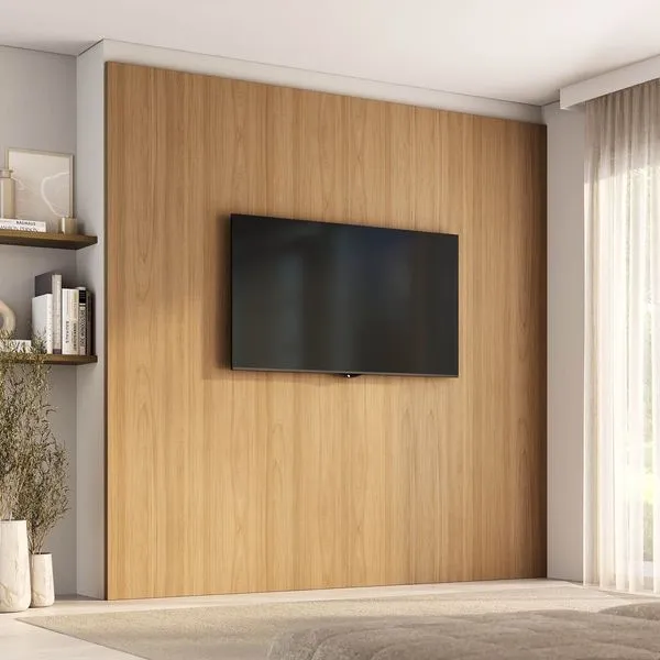 Painel para TV até 86 Polegadas 240cmx230cm Liso Aruá CabeCasa MadeiraOriginals Marrom Jatobá Jatoba
