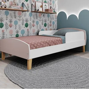 Cama Infantil Montessoriana Com Protecao Lateral Aurora Branco/Rosa