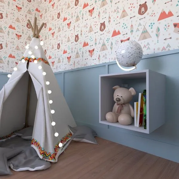Nicho para Quarto Infantil Quadrado 40cm Cinza Cristal