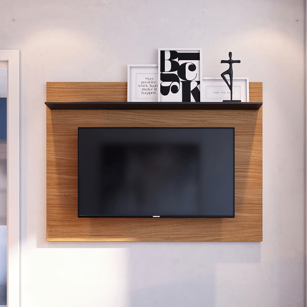 Painel para TV até 55 Polegadas 135cmx99,6cm 1 Prateleira Maia Marrom Noce Milano/Preto Noce Milano/Preto