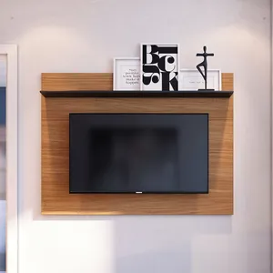 Painel para TV até 55 Polegadas 135cmx99,6cm 1 Prateleira Maia Marrom Noce Milano/Preto Noce Milano/Preto
