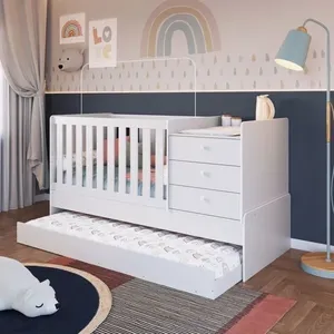 Berço Cama Multifuncional com Auxiliar 2 Colchões Branco