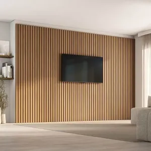 Painel Ripado para TV até 86 Polegadas 360cmx250cm Aruá CabeCasa MadeiraOriginals Marrom Jatobá Jatoba
