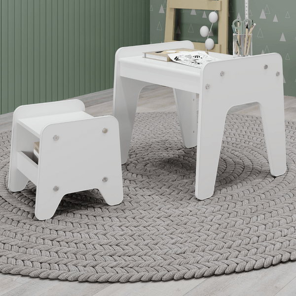 Conjunto Mesa E Banquinho Infantil Montessori Branco