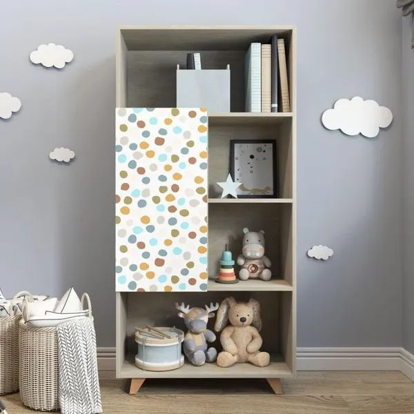Estante Infantil com 4 Nichos 1 Porta Natural