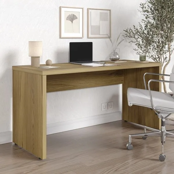 Escrivaninha Mesa Escritório em Tamburato Acabamento em BP Ficus 150cm CabeCasa MadeiraOriginals Rovere