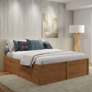 Cama Queen 4 Gavetas Madeira Maciça Beauty Espresso Móveis Amendoa