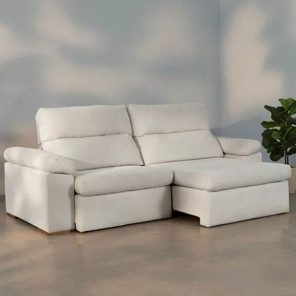Sofá Retrátil e Reclinável 250cm Botero CabeCasa MadeiraOriginals Branco Off White Off White