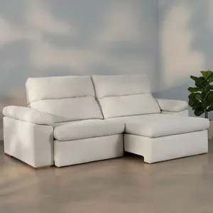 Sofá Retrátil e Reclinável 250cm Botero CabeCasa MadeiraOriginals Branco Off White Off White