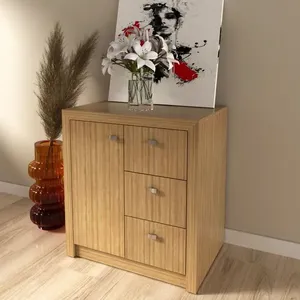 Balcão para Escritório 68cm com 1 Porta e 3 Gavetas ME4111 Amendoa