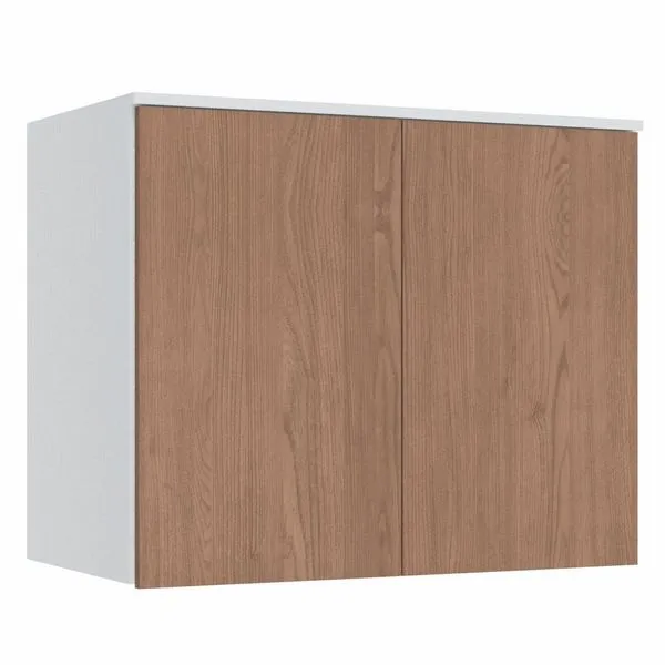 Módulo Aéreo 2 Portas Requinte+ 100% MDF Branco Line/Macadâmia