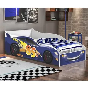 Mini Cama para Quarto Infantil Carro Azul/Branco