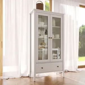 Cristaleira 2 Portas com Vidro 1 Gaveta Vogue Branco