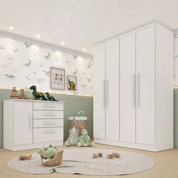 Conjunto Infantil com Guarda-Roupa e Cômoda Harmonia Espresso Móveis Neve