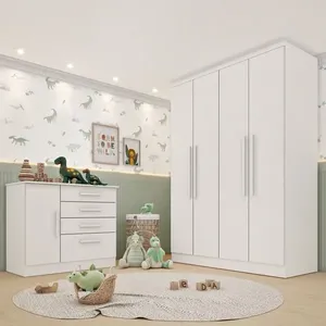 Conjunto Infantil com Guarda-Roupa e Cômoda Harmonia Espresso Móveis Neve