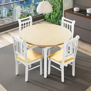 Mesa de Jantar Kingston com 4 Cadeiras 110 cm Branco/Natural - Casatema