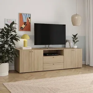Rack para TV até Polegadas 210cm 75 Polegas Modular 3 Módulos 4 Portas 2 Gavetas Frame CabeCasa MadeiraOriginals Marrom Acácia Acácia