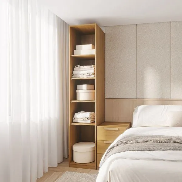 Guarda-roupa Modular 40cm sem Portas com Prateleiras Jade CabeCasa MadeiraOriginals Avelã