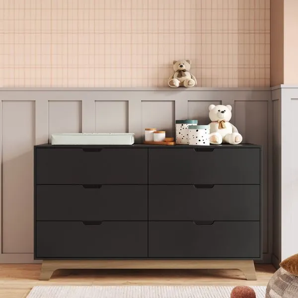 Cômoda para Quarto Infantil 6 Gavetas 100% Mdf Alice Preto/Freijó
