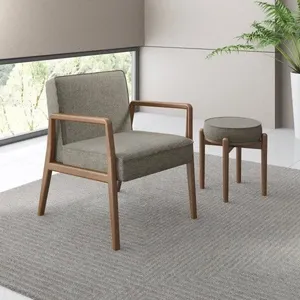 Poltrona Decorativa 60x82x79cm Madeira Maciça Maite Nogueira/Cinza Nogueira/Cinza