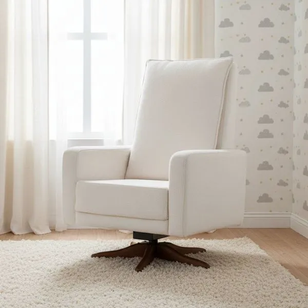 Poltrona de Amamentação Giratória e Balanço Constance Bege Off White Off White