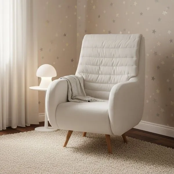 Poltrona de Amamentação Pés Madeira Zen Branco Branco