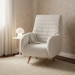 Poltrona de Amamentação Pés Madeira Zen Branco Branco