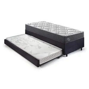 Bicama Box Solteiro King com Colchão Adapto Ecoflex Molas Ensacadas Suede 96x203cm B&G Preto