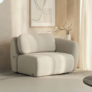 Sofá Modular 100cm com Braço Direito Orla CabeCasa MadeiraOriginals Bege Espuma Do Mar Espuma do Mar