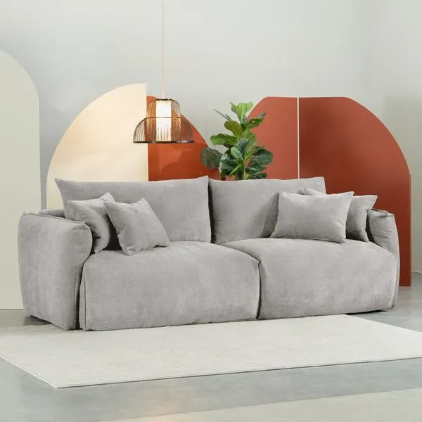 Sofá 2 Lugares 220cm Comfy CabeCasa MadeiraOriginals Cinza Mescla Cinza Mescla