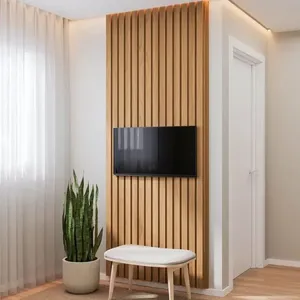 Painel Ripado para TV até 32 Polegadas 80cmx230cm Aruá CabeCasa MadeiraOriginals Marrom Jatobá Jatoba